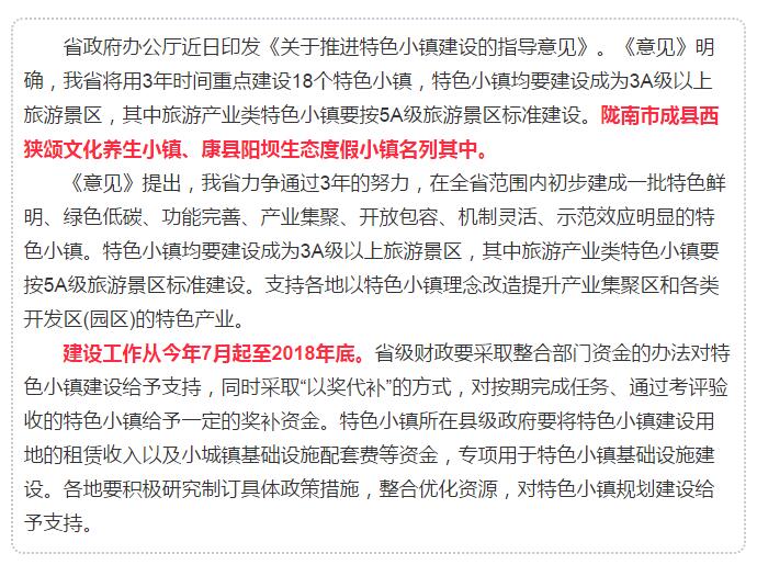 甘肅計(jì)劃3年建18個(gè)特色小鎮(zhèn)，看看隴南有幾個(gè)~