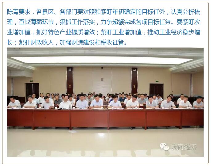 陳青在市政府全體會議上強調(diào)：緊盯一個目標抓好九大任務落實強化三項保障，確保全市經(jīng)濟社會持續(xù)快速發(fā)展